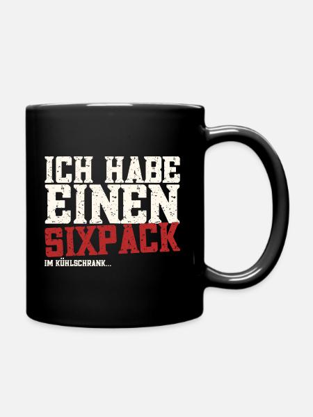 Ich habe einen Sixpack - Tasse einfarbig - Schwarz