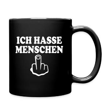 Ich hasse menschen Mittelfinger - Tasse einfarbig - Schwarz - Rechts