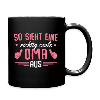 Muttertag Richtig coole Oma - Tasse einfarbig - Schwarz - Rechts