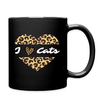 I love Cats Katzenliebhaber Süss Katzenbesitzer - Tasse einfarbig - Schwarz - Rechts