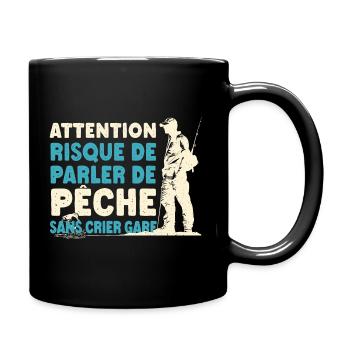 Pêcheur risque de parler de pêche cadeau humour - Mug uni - noir - Droite