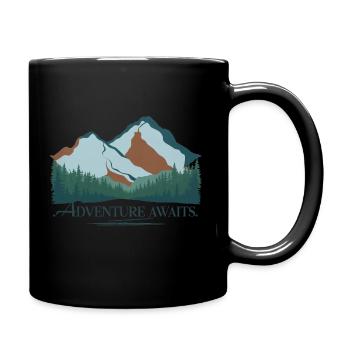 Adventure Awaits -T-Shirt-Design Vintage-Berg - Tasse einfarbig - Schwarz - Rechts