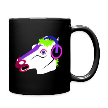 Drôle de tête de cheval avec casque - Mug uni - noir - Droite