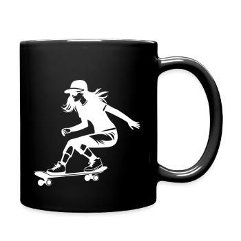 Skateboarding Frau Silhouette Skateboard - Tasse einfarbig - Schwarz - Rechts