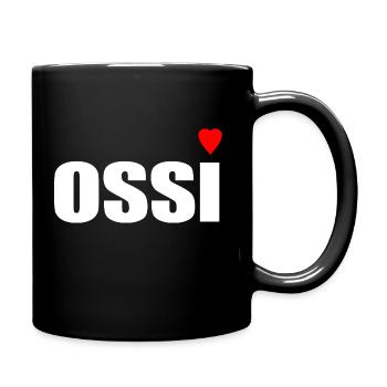 Ossi avec cœur rouge - Mug uni - noir - Droite
