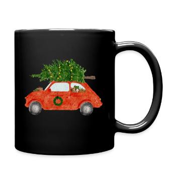 Weihnachtsauto - Tasse einfarbig - Schwarz - Rechts