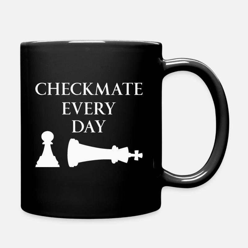 Checkmate Every Day Motivational Chess Funny Lover - Full Colour Mug - black