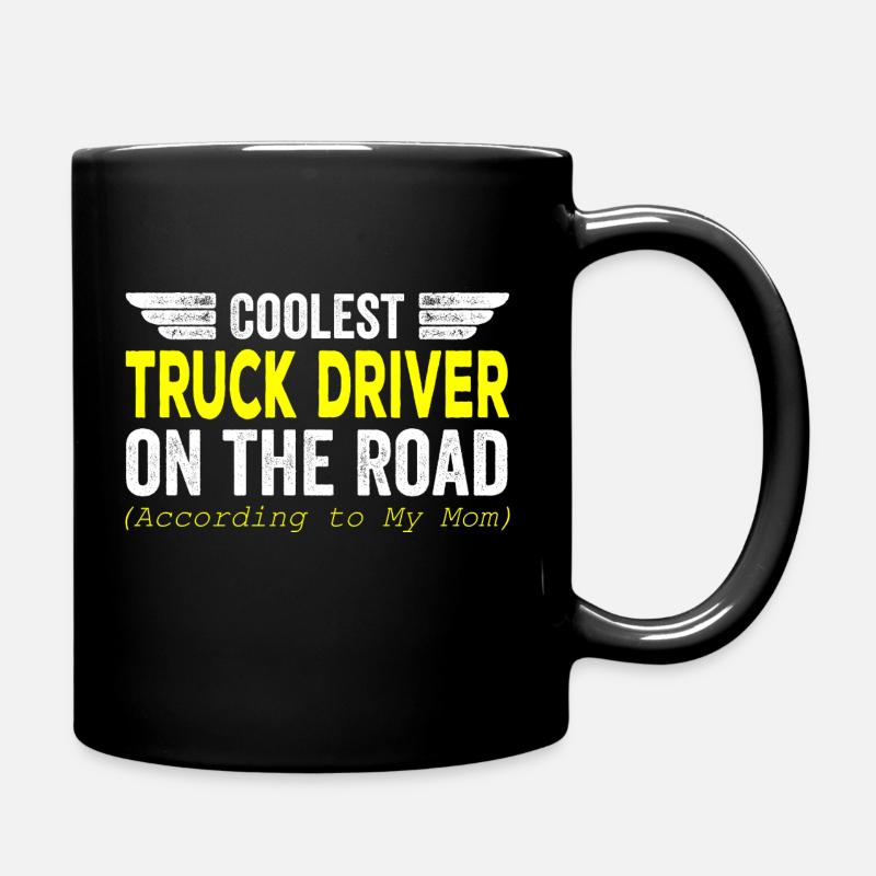 Coolest truck driver on the road - Full Colour Mug - black