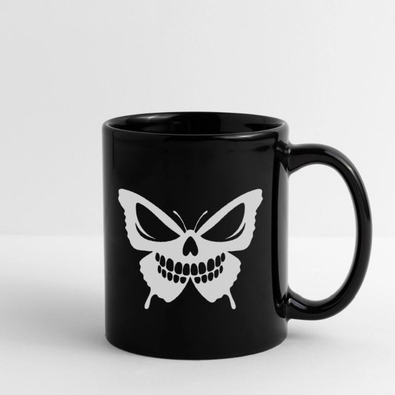 Conception complexe de crâne de papillon Mug uni