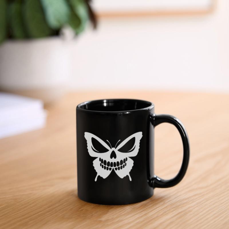Conception complexe de crâne de papillon Mug uni