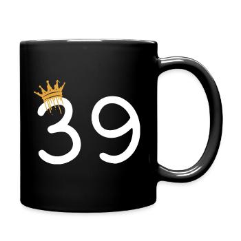 Numéro royal 39 avec couronne en or - Mug uni - noir - Droite