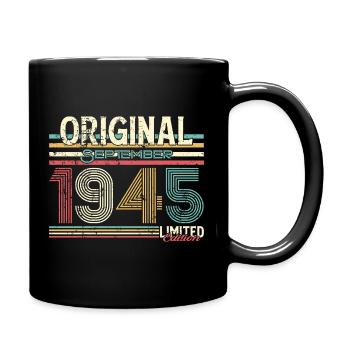 80 Jahre, Retro September Jahrgang 1945  - Tasse einfarbig - Schwarz - Rechts