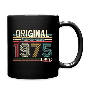 50. Geburtstag. Retro September 1975 Design - Tasse einfarbig - Schwarz - Rechts