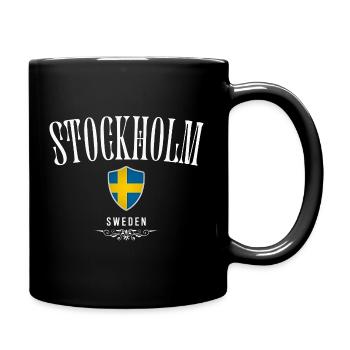 Stockholm, Schweden, minimalistisches, elegantes Design - Tasse einfarbig - Schwarz - Rechts