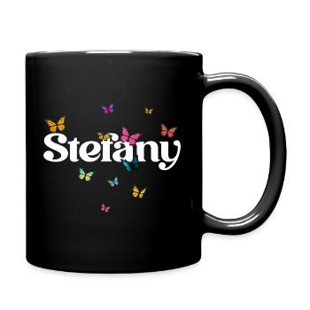 Schöner Mädchenname mit Schmetterlingen STEFANY - Tasse einfarbig - Schwarz - Rechts