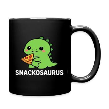 Dinosaure ludique avec une tranche de pizza - Mug uni - noir - Droite