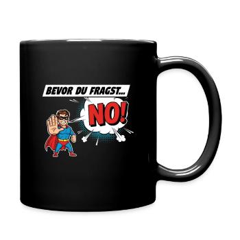 Superheldischer Warnhinweis Comic Design - Tasse einfarbig - Schwarz - Rechts