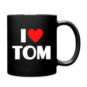 J'aime Tom Red Heart, fan du nom romantique - Mug uni - noir - Droite
