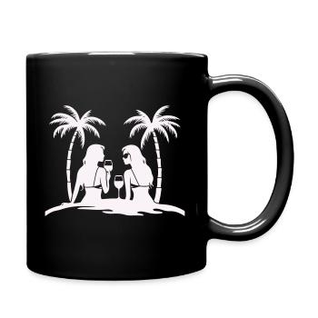 Silhouette style tropical beach night - Full Colour Mug - black - Right