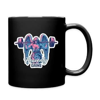 Heavenly Gains Neon Engel Fitness Design - Tasse einfarbig - Schwarz - Rechts