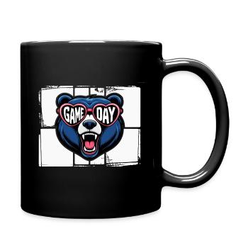 Game Day Bär mit Herzbrille - Tasse einfarbig - Schwarz - Rechts