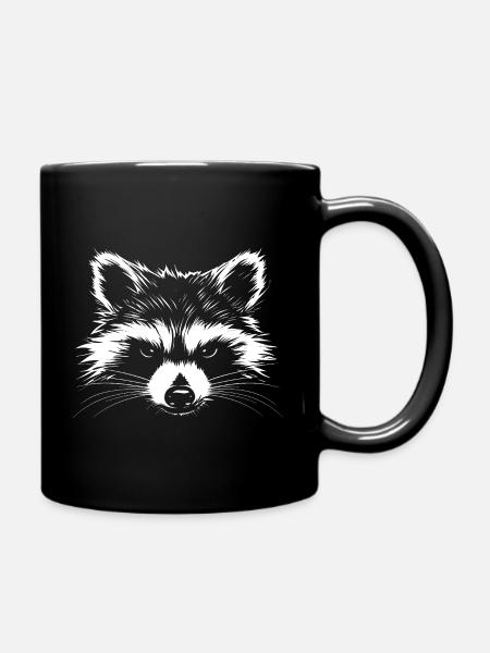 Waschbär weiß :) - Tasse einfarbig - Schwarz