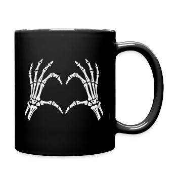 Skeleton heart in hand - Full Colour Mug - black - Right