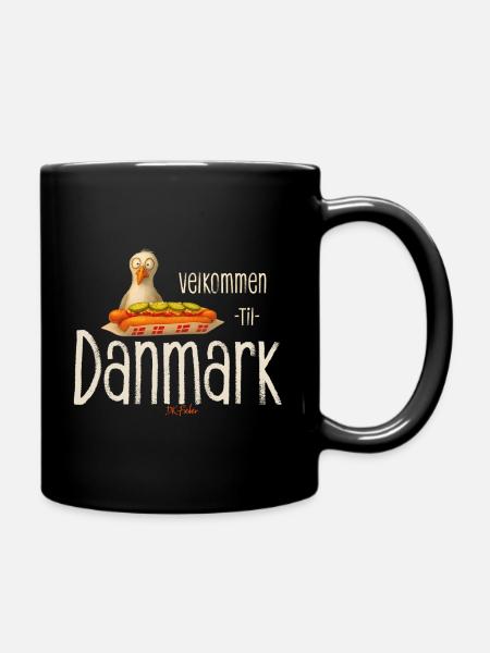 Velkommen til Danmark Möwe Hotdog Design - Tasse einfarbig - Schwarz