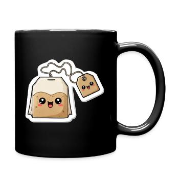 Kawaii Tea Bag Charm - Full Colour Mug - black - Right