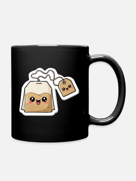 Kawaii Teebeutel Charme - Tasse einfarbig - Schwarz