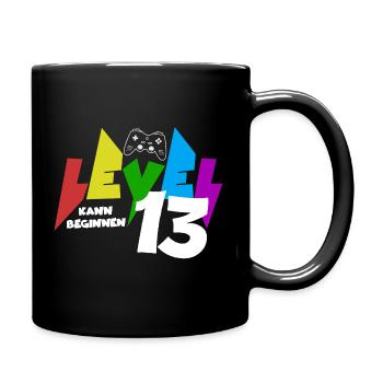 Level 13 Farbiges Gaming Motiv zum 13.Geburtstag - Tasse einfarbig - Schwarz - Rechts