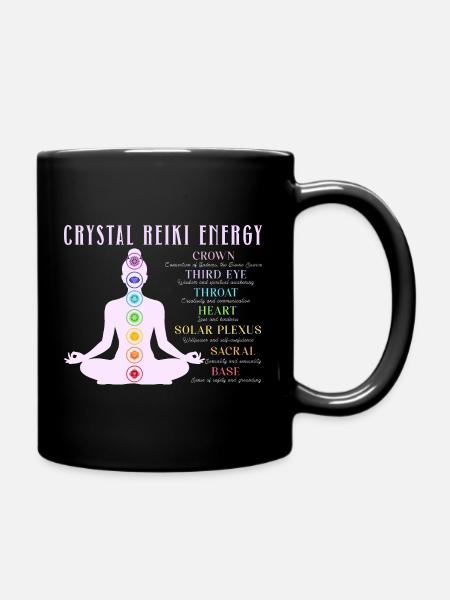 Kristall Reiki Energie Chakra Reiki Yoga - Tasse einfarbig - Schwarz