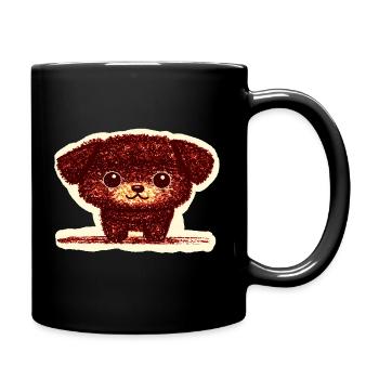 Winziges Hündchen (Rot) - Tasse einfarbig - Schwarz - Rechts