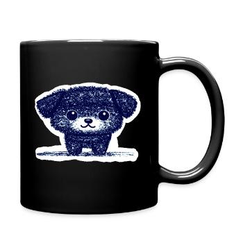 Winziges Hündchen (Blau) - Tasse einfarbig - Schwarz - Rechts