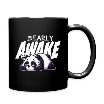 Früh erwachen Panda Illustration - Tasse einfarbig - Schwarz - Rechts