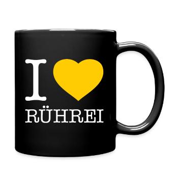 I love Rührei - Tasse einfarbig - Schwarz - Rechts