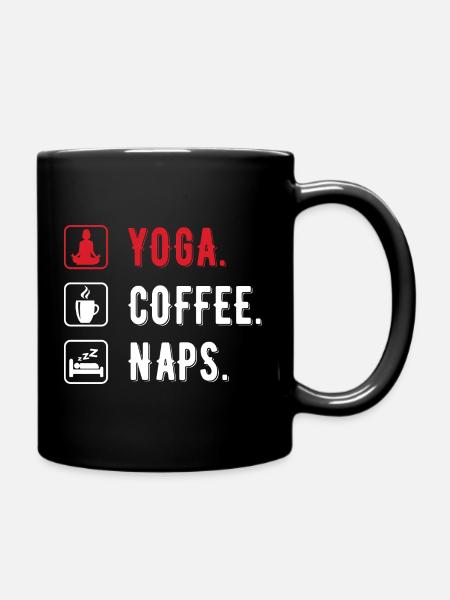 Yoga coffee naps women - Full Colour Mug - black