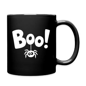 BOO! Lustiges Spinnen-Statement Spruch - Tasse einfarbig - Schwarz - Rechts