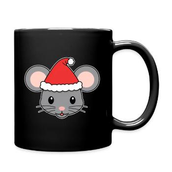 Souris de Noël avec chapeau de Père Noël - Mug uni - noir - Droite