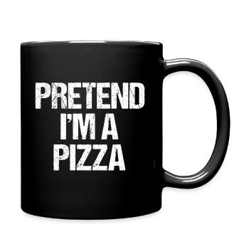 Pretend I'm A Pizza Funny Lazy Halloween Costume - Full Colour Mug - black - Right