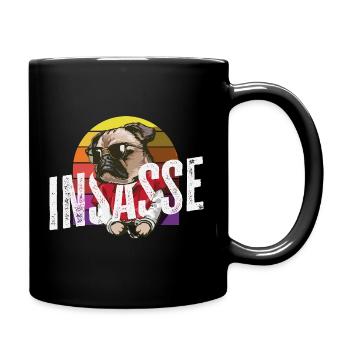 Insasse Retro Mops Lustiger Karneval Helau - Tasse einfarbig - Schwarz - Rechts
