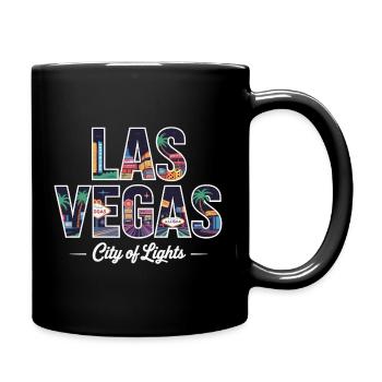 Las Vegas City of Lights – Retro Casino - Full Colour Mug - black - Right