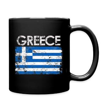 Distressed Griechenland Flagge Grafik - Tasse einfarbig - Schwarz - Rechts