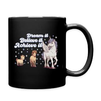 Unicorn School Girl Learning Magic - Full Colour Mug - black - Right