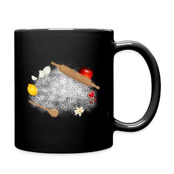 Flour and ingredients – atmospheric kitchen motif - Full Colour Mug - black - Right