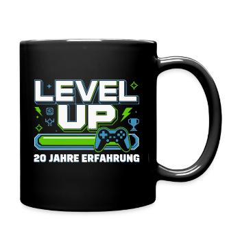 Level Up 20 Jahre Erfahrung - Tasse einfarbig - Schwarz - Rechts