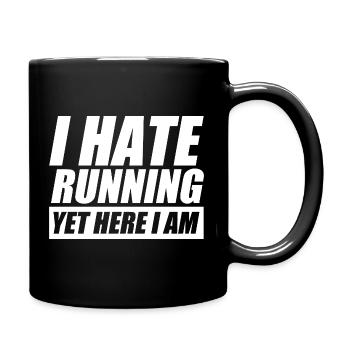 I hate running funny running jogging runner - Full Colour Mug - black - Right