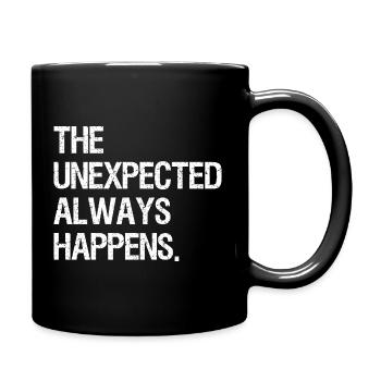 the unexpected always happens - Full Colour Mug - black - Right