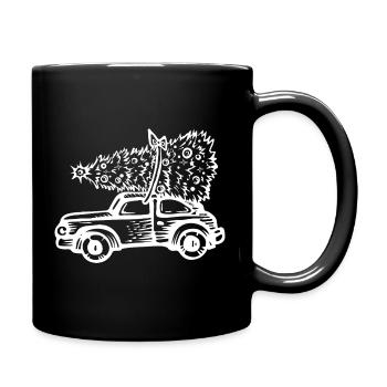 Voiture de collection avec sapin de Noël - Mug uni - noir - Droite