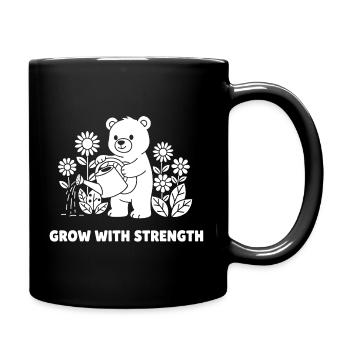 Bear watering flowers – strength growing - Full Colour Mug - black - Right